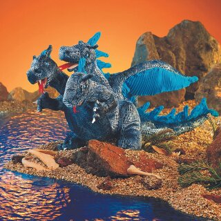 Folkmanis dreiköpfiger Drachen, blau